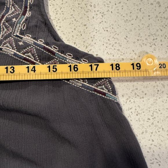 Davina Gray Embroidered Tassel Boho Midi Dress M Festival Gypsy Peasant Cottage - Picture 6 of 7